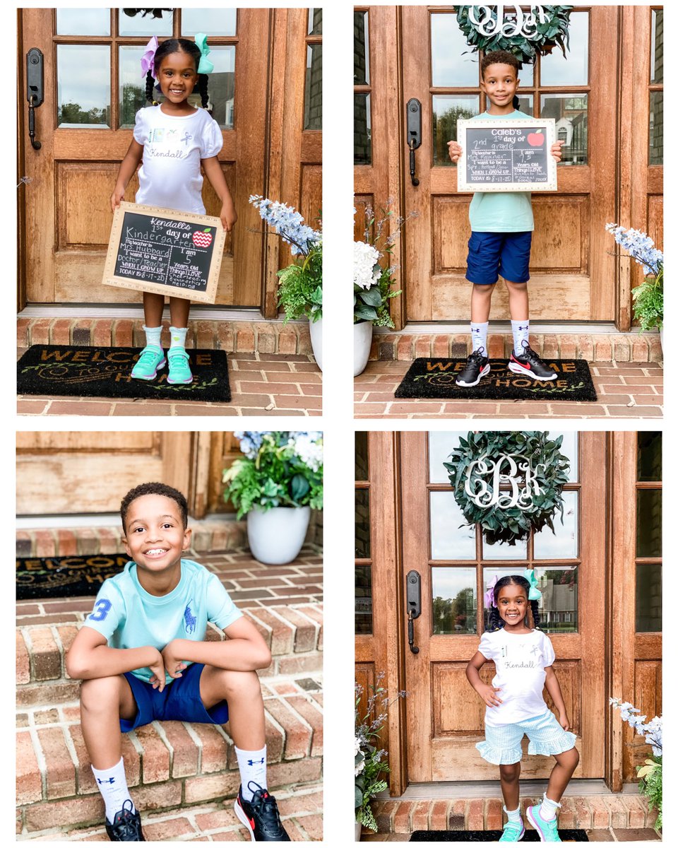 JustCHillMD's tweet photo. A day of firsts! #kindergarten @CombsKGators #seondgrade @combs2nd @WCPSS @wcpssmagnets @CombsCatchUp Looks like they’re ready for their #newnormal @oakvillageacademy to do their “virtual learning” This #mommydoc #anesthesiologist wishes them best of luck! https://t.co/7LqwNePhjE