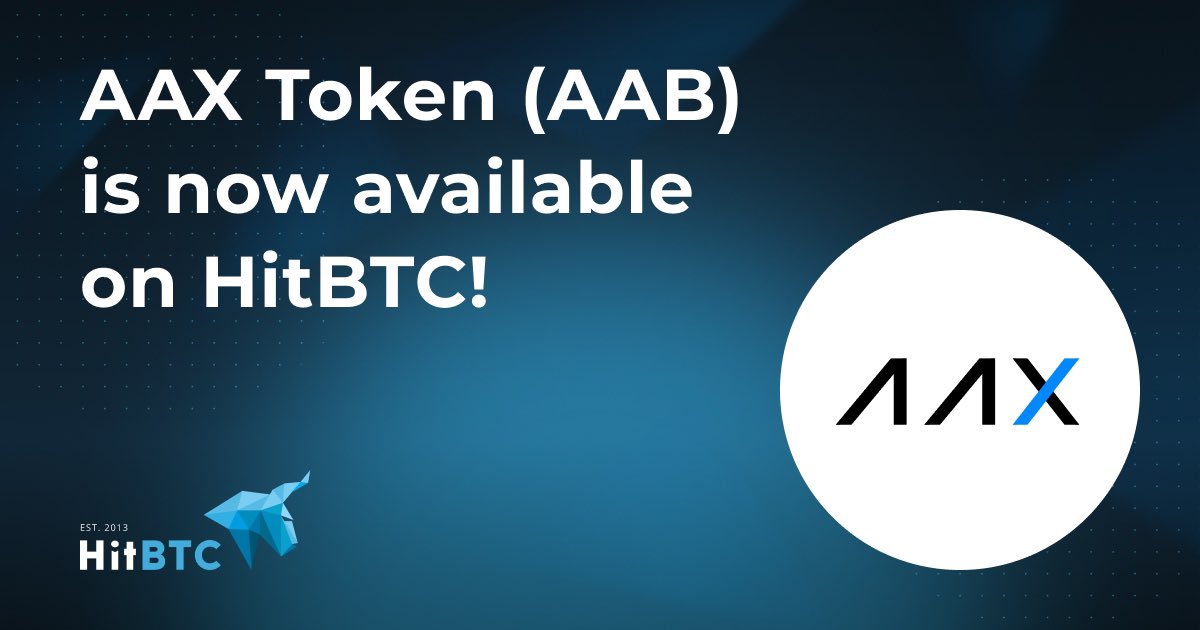hitbtc's tweet photo. Dear Traders,
We have successfully added #AAB by #AAXToken to our platform.
Trade $AAB against $USDT, visit: https://t.co/jecYdLsW9u https://t.co/r4bXlU7Dok
