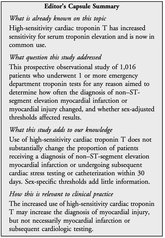 LWestafer's tweet image. Introducing hs-Troponin in the ED? Get ready for more elevated values without identifying more NSTEMIs #annalsaip @mummabem annemergmed.com/article/S0196-…