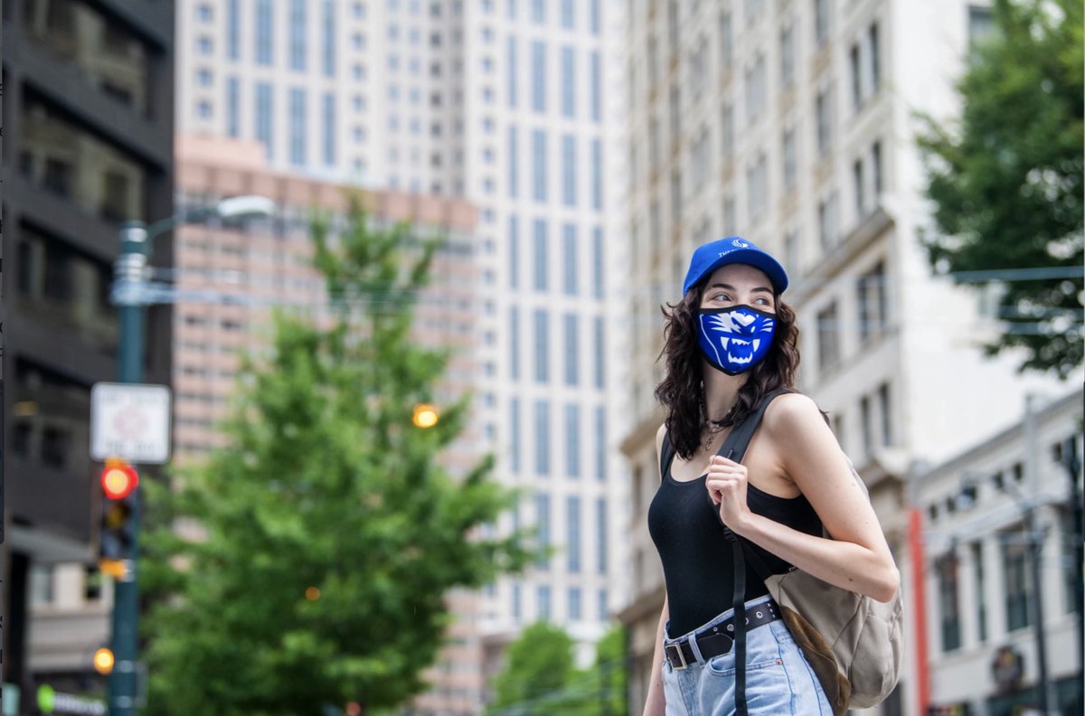 GeorgiaStateU's tweet photo. Georgia State masks are available for pick up starting today at the Atlanta Campus Student Center Info Desk. We’re working on getting them out to the @GSU_Perimeter campuses and they should be available for pick up at Student Life Info Desks starting tomorrow. #GSUMaskUp https://t.co/PdiKPV6ZQs