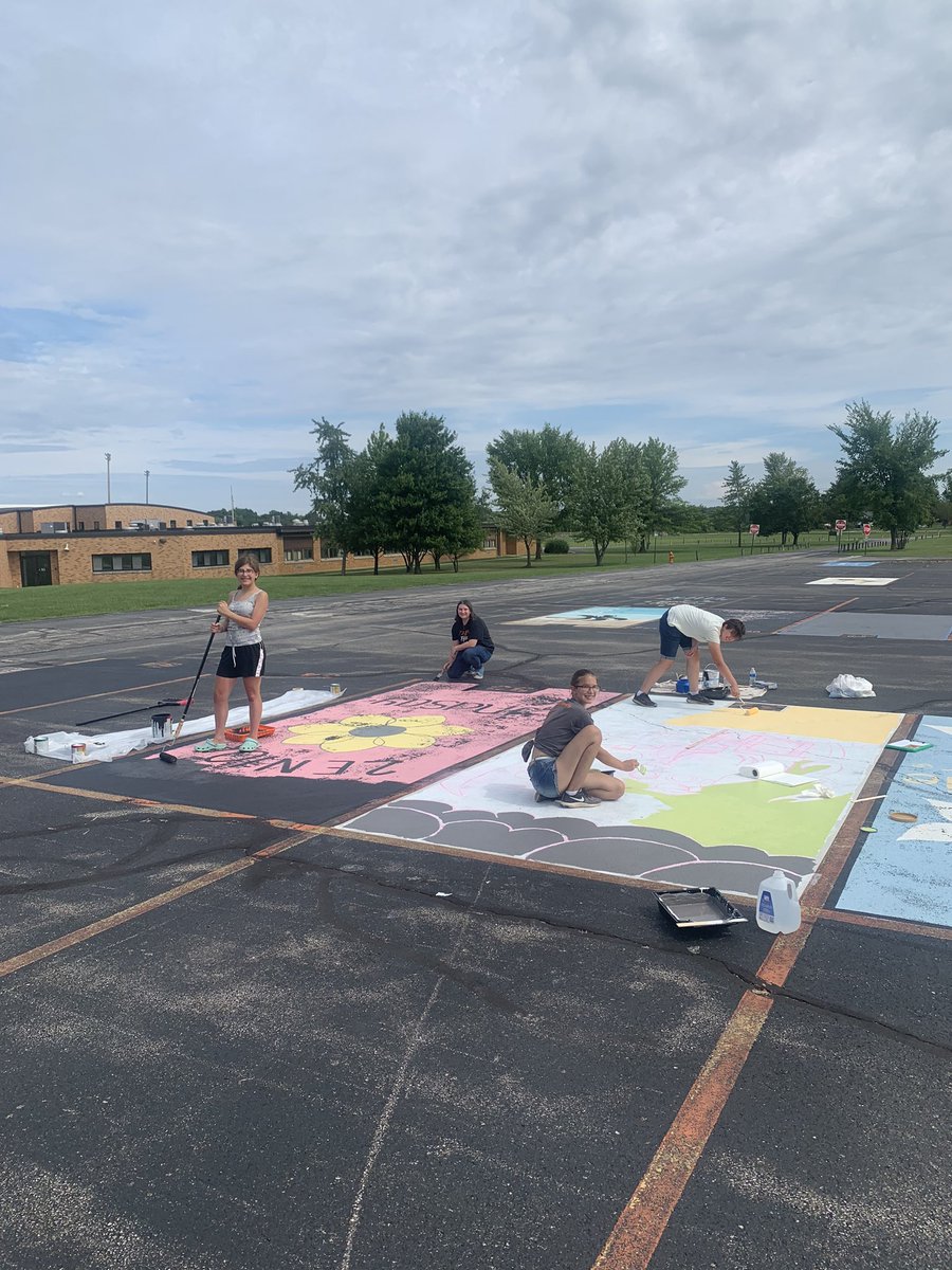 Our seniors painting their parking spots.  Can’t wait to see you back in the building.  <a href="/BuckeyeHS/">Buckeye High School</a> <a href="/BuckeyeSchools/">Buckeye Schools</a> <a href="/BHSAthDep/">Buckeye Athletics</a>