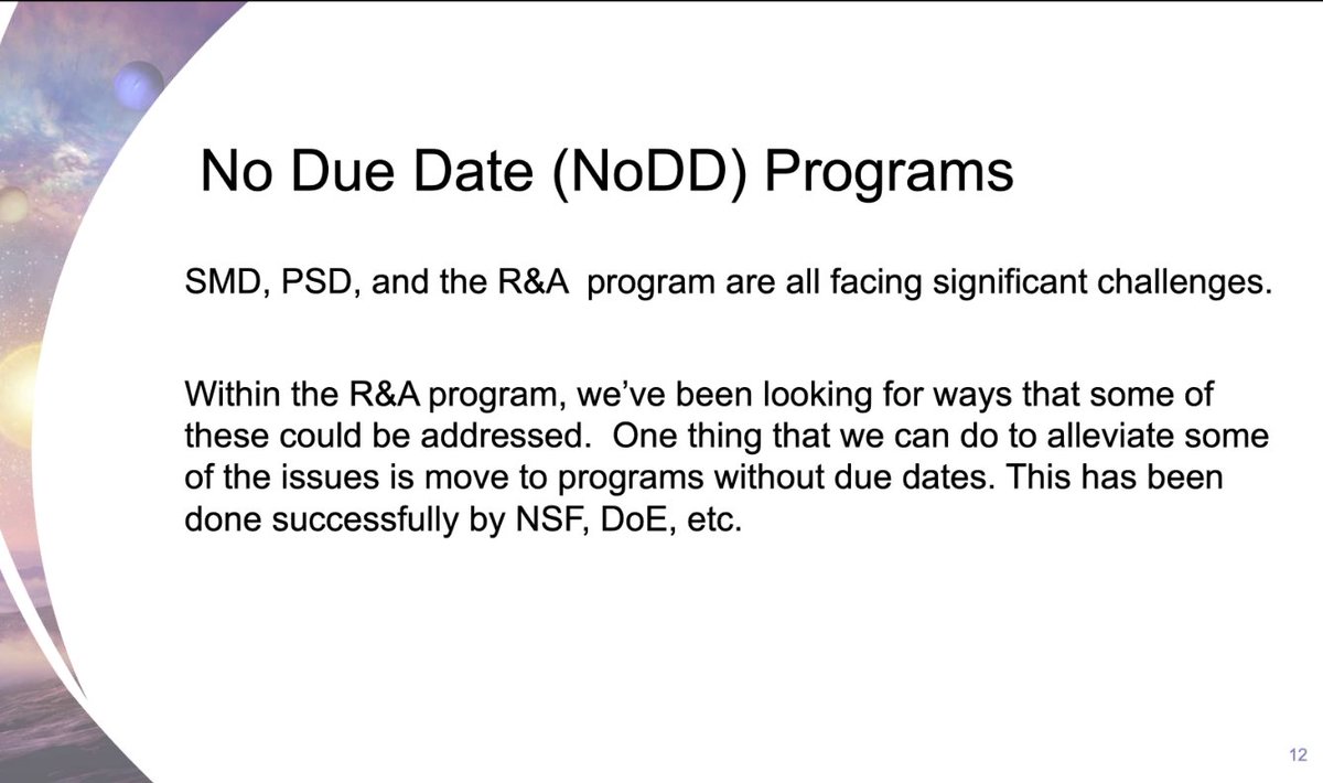  #NASA  #PAC Stephen Rinehart Wihn "no due date" programs NSF and NIH does this and we will examine and attempt to pursue this. WHY? The main issue has been the COVID problem.