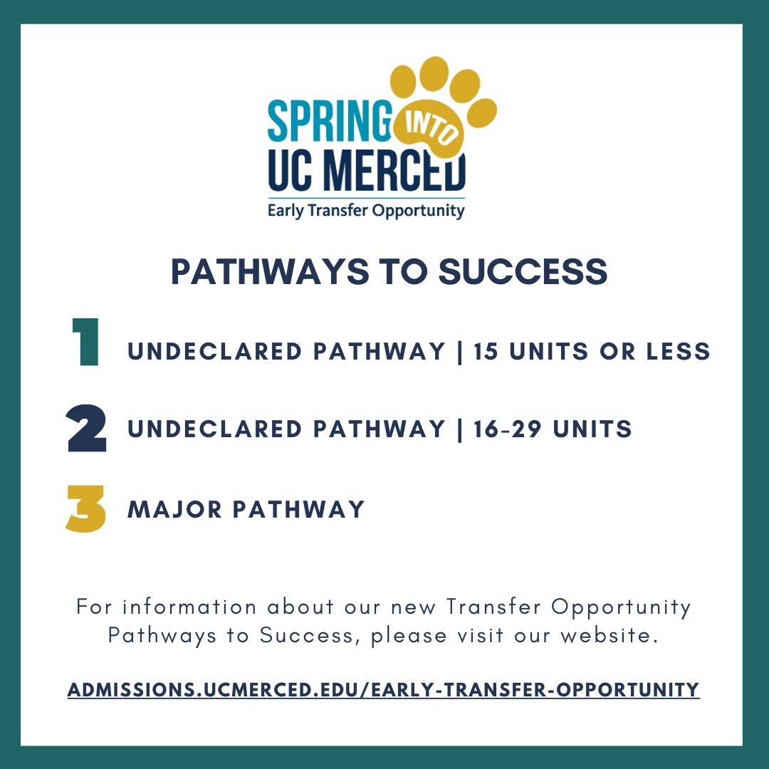 uc_tip's tweet photo. We are excited to announce a new opportunity for you to get a head start on your college career this spring!
#EarlyTransferOpportunity
https://t.co/Sql5Rigc4B
#transfer #transferstudent #transfersuccess #communitycollege #communitycollegetransfer #ccc #transfersuccess #ucmerced https://t.co/77guJ6BLFs