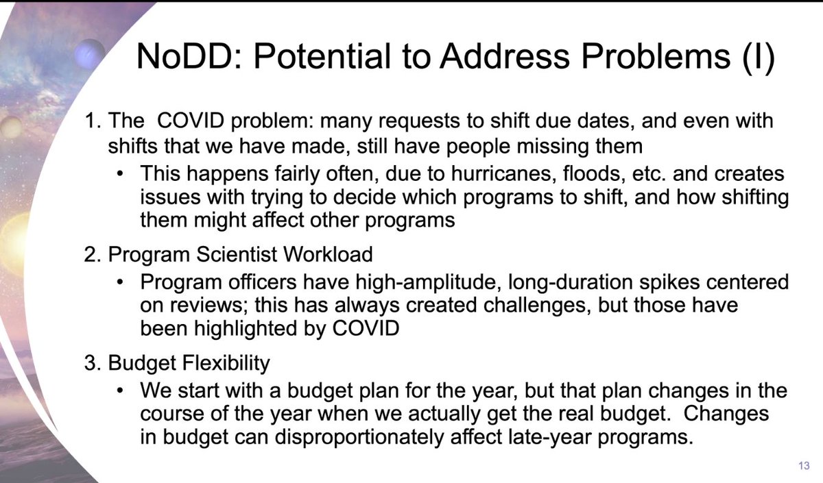  #NASA  #PAC Stephen Rinehart Plus there is budget flexibility and there will be some help for smaller universities that may not have the resources like a proposal support apparatus.