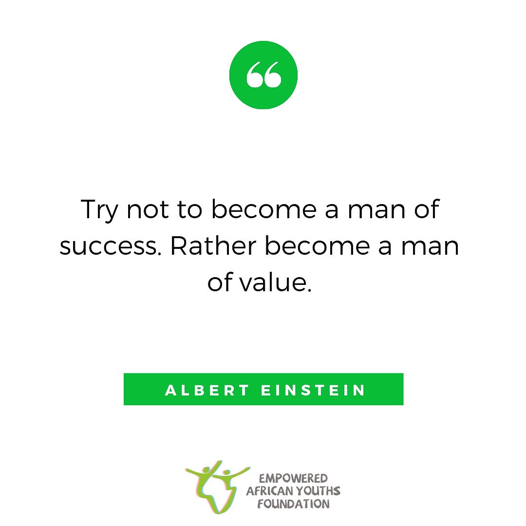 EAY_fdn's tweet photo. “Try not to become a man of success. Rather become a man of value”
~Albert Einstein.
#EAYF #mondaymotivation #successquotes https://t.co/40EfxvDMBt