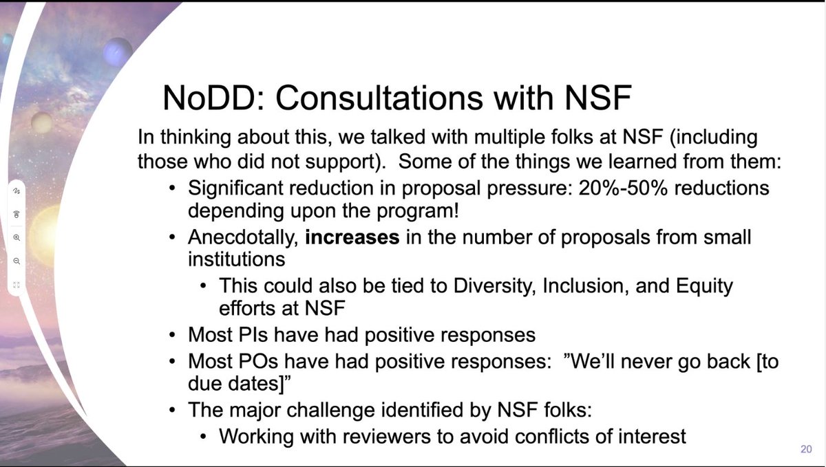  #NASA  #PAC Stephen Rinehart Did have discussions with . @NSF on this, most PI's and Program officers have had promising responses, "we'll never go back!" only issue: working to avoid conflicts.