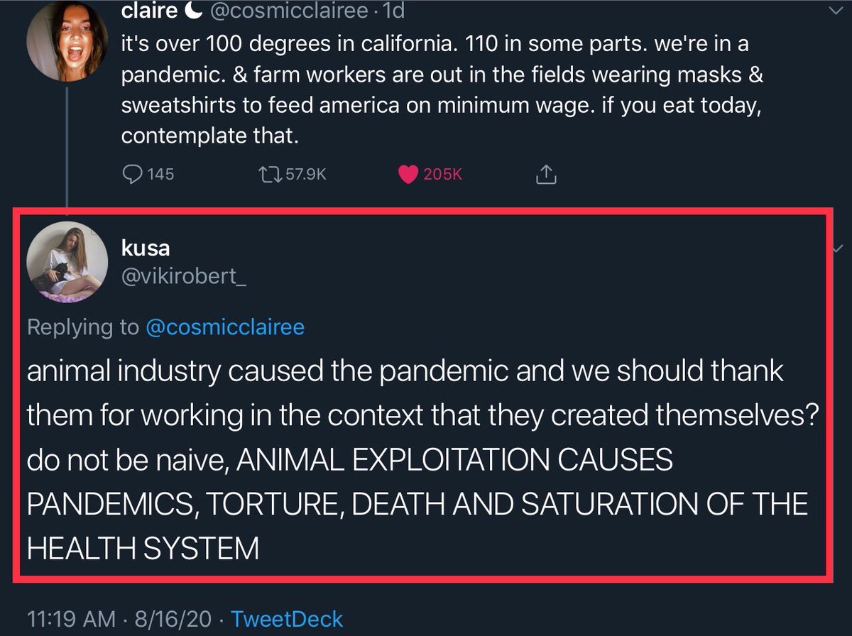 LaBrujaRoja's tweet image. It’s people like this who give vegans a bad name… #WhitePrivilege #ClassPrivilege #ImmigrationNation #FarmworkersFeedUs #TrumpVirus #TraitorTrump #TraitorsSupportTraitorTrump #BidenHarris2020