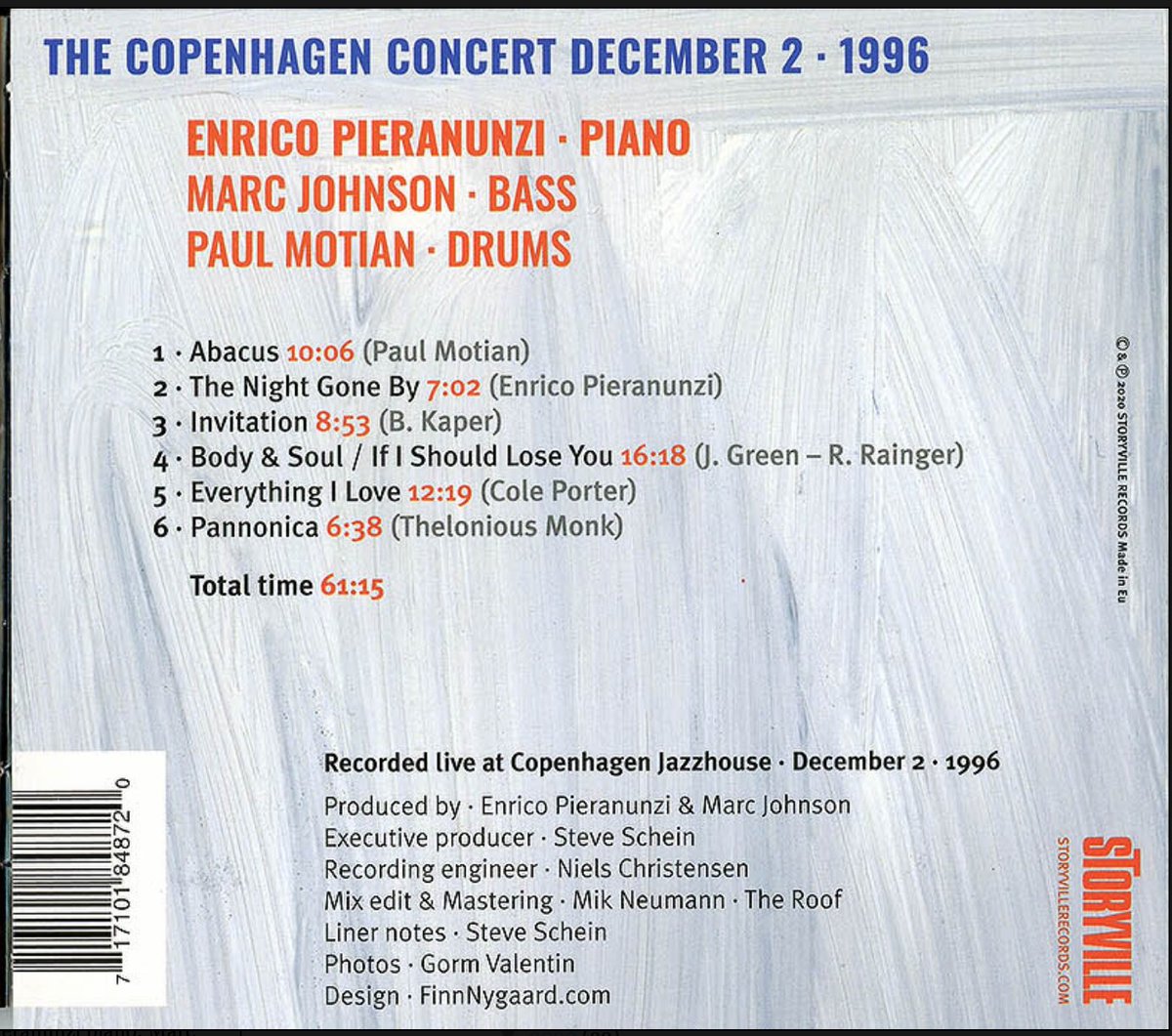 Ted Gioia on Twitter: "Today's new music recommendation: The Copenhagen Concert, a new album released on Friday, featuring pianist Enrico Pieranunzi with Paul Motian and Marc Johnson in a 1996 live recording.