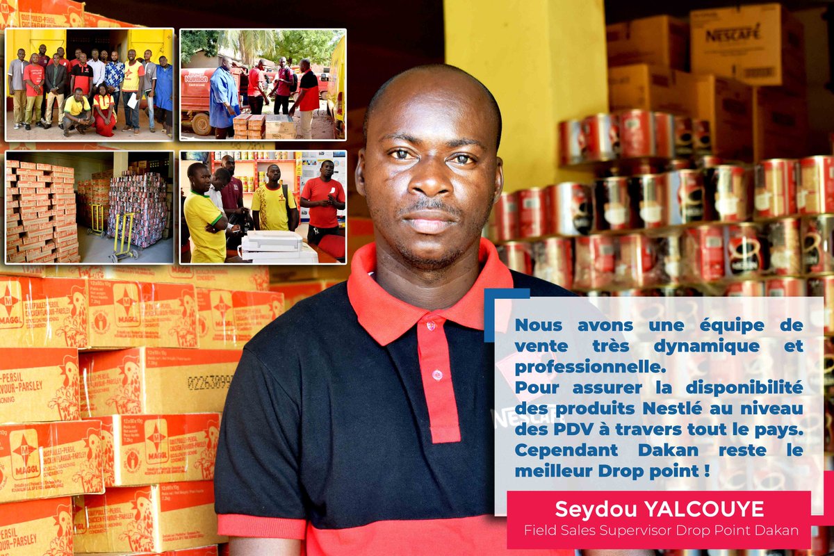 Distribution6c's tweet photo. Nous avons une équipe de vente très dynamique et professionnelle. Pour assurer la disponibilité des produits #Nestlé au niveau des points de vente à travers tout le pays. Cependant #Dakan reste le meilleur #Drop point ! https://t.co/L0CBoghXu6