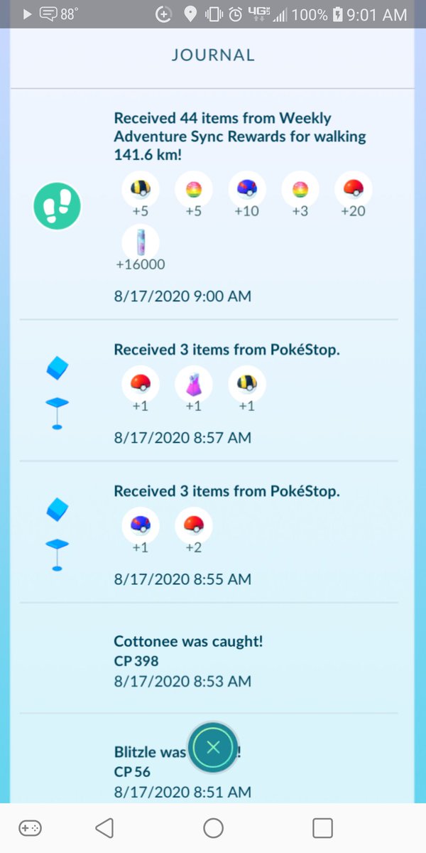 CurvyShorty3191's tweet photo. @PokemonGoApp #AdventureSync weekly rewards. Had a better week but back to work and starting my 4 classes this week, as well. I will do my best to stay active and work on #BuddyAdventures too. I shall never give up!!! #GoalDigga #DeterminedAndDriven https://t.co/7sZfhS2TOx