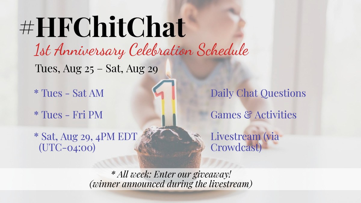 One week to go until #HFChitChat's 1st Anniversary Celebration. Check out our schedule of events and get ready for a party! 🥳🎉 All writers and lovers of #HistoricalFiction and its sub-genres welcome!

RTs appreciated