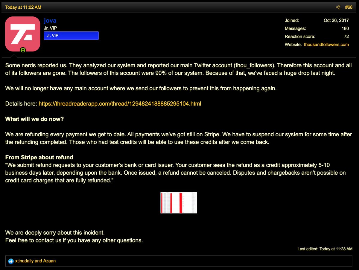 Update the third: the operator of thousandfollowers(dot)com has posted this helpful announcement to their presumably less-than-satisfied customers.