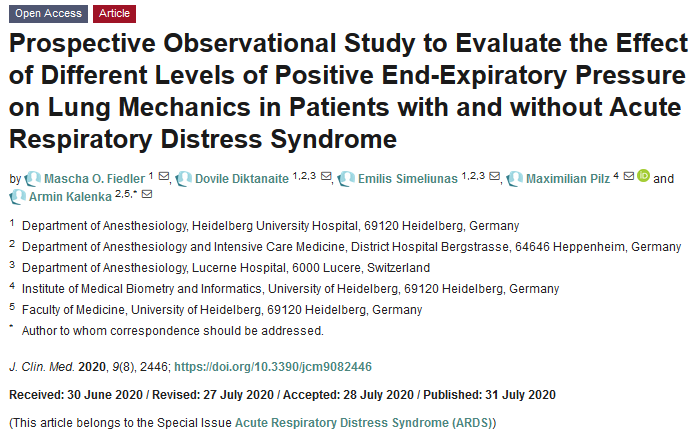 JCM_MDPI's tweet photo. #mdpijcm
Prospective Observational Study to Evaluate the Effect of Different Levels of Positive End-Expiratory Pressure on Lung Mechanics in Patients with and without Acute Respiratory Distress Syndrome 
https://t.co/LrUdzfHRBE
@MDPIOpenAccess https://t.co/McJ0PHuAmW