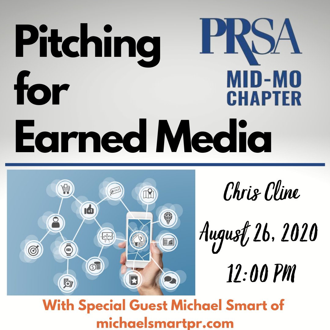 MidMissouriPRSA's tweet photo. It's going to be a great turnout for next week's virtual lunch and learn with Special Guest Michael Smart PR! 
Go behind the scenes with a mid-Missouri communicator who pulled in $33 million earned media during COVID-19 with strategic media relations. https://t.co/5FanBLHmCU https://t.co/XuFrDV45gc