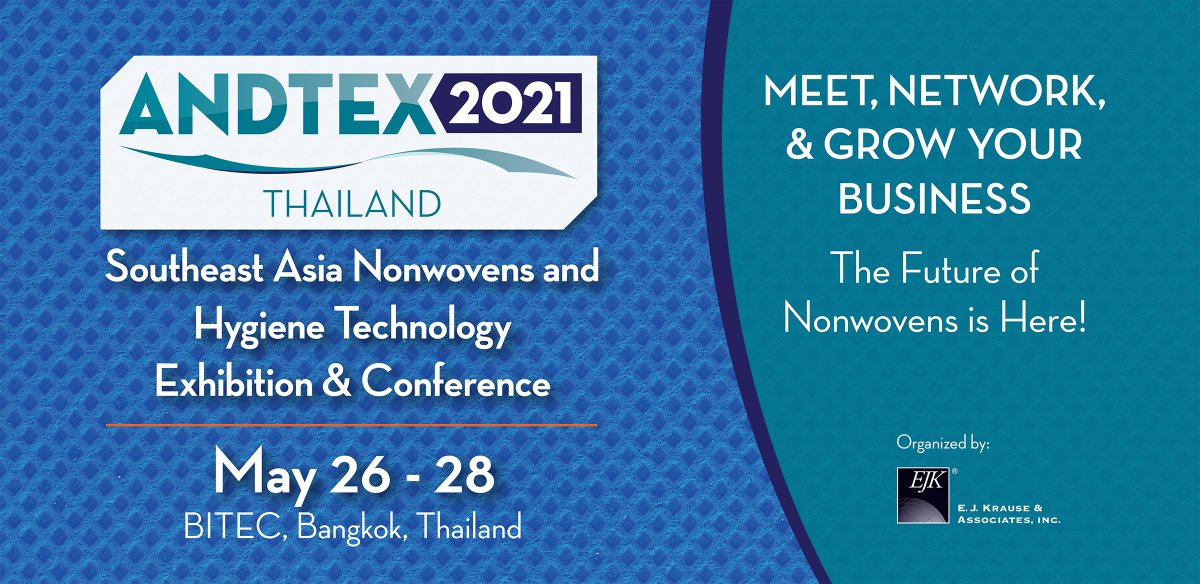 EJ_Krause's tweet photo. E.J. Krause &amp; Associates announces postponement of @ANDTEXPO to May 26-28, 2021. Full release here: https://t.co/GLBp2Z1uoq #nonwovens #fabrics #b2bevents https://t.co/bdVuYjTeND