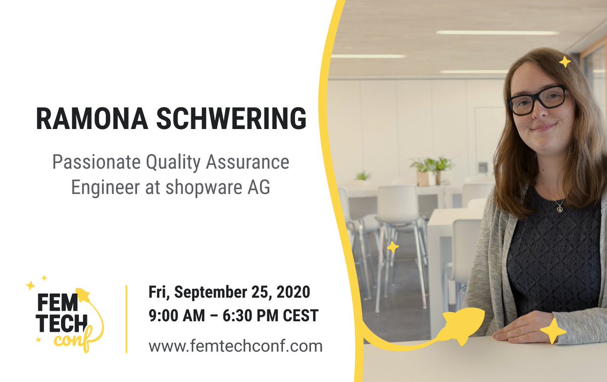 femtechconf's tweet photo. We're so excited to welcome our newest speaker Ramona (@leichteckig) to #FemTechConf

Ramona will speak about "Flaky tests - Fighting nightmares". A talk about deceptive software tests 🧐

Join us: https://t.co/XLwBP2Iar5

#womenwhocode #softwaretesting #womenintech https://t.co/DqaWjNva0O
