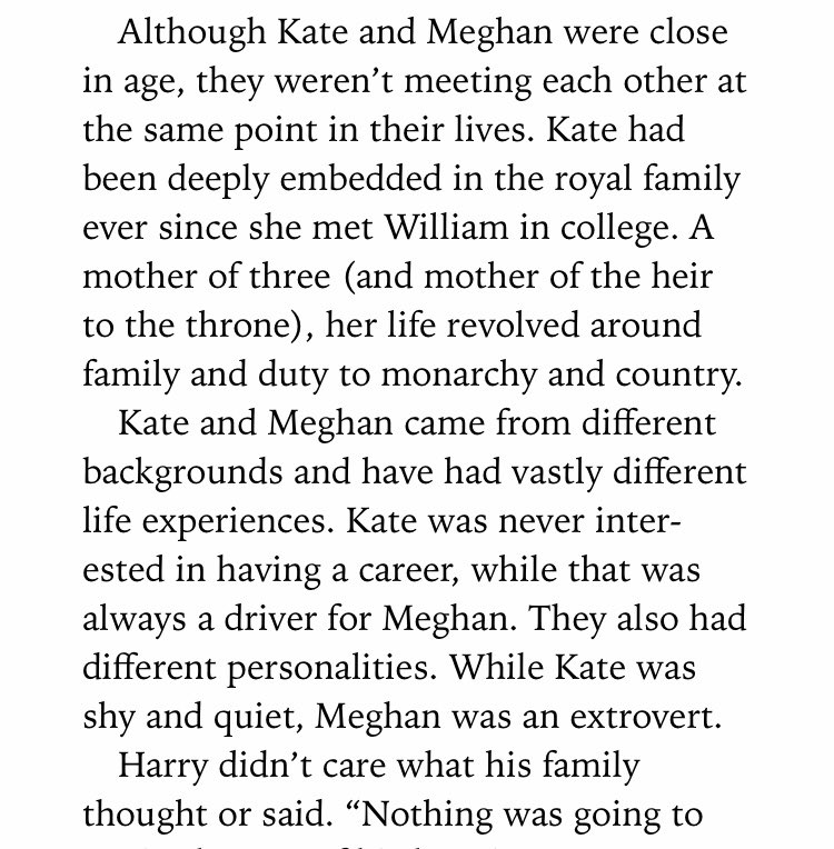 Massive smack at Kate. Stating she was "never interested in having a career" as if he knows her personal ambitions before meeting William.