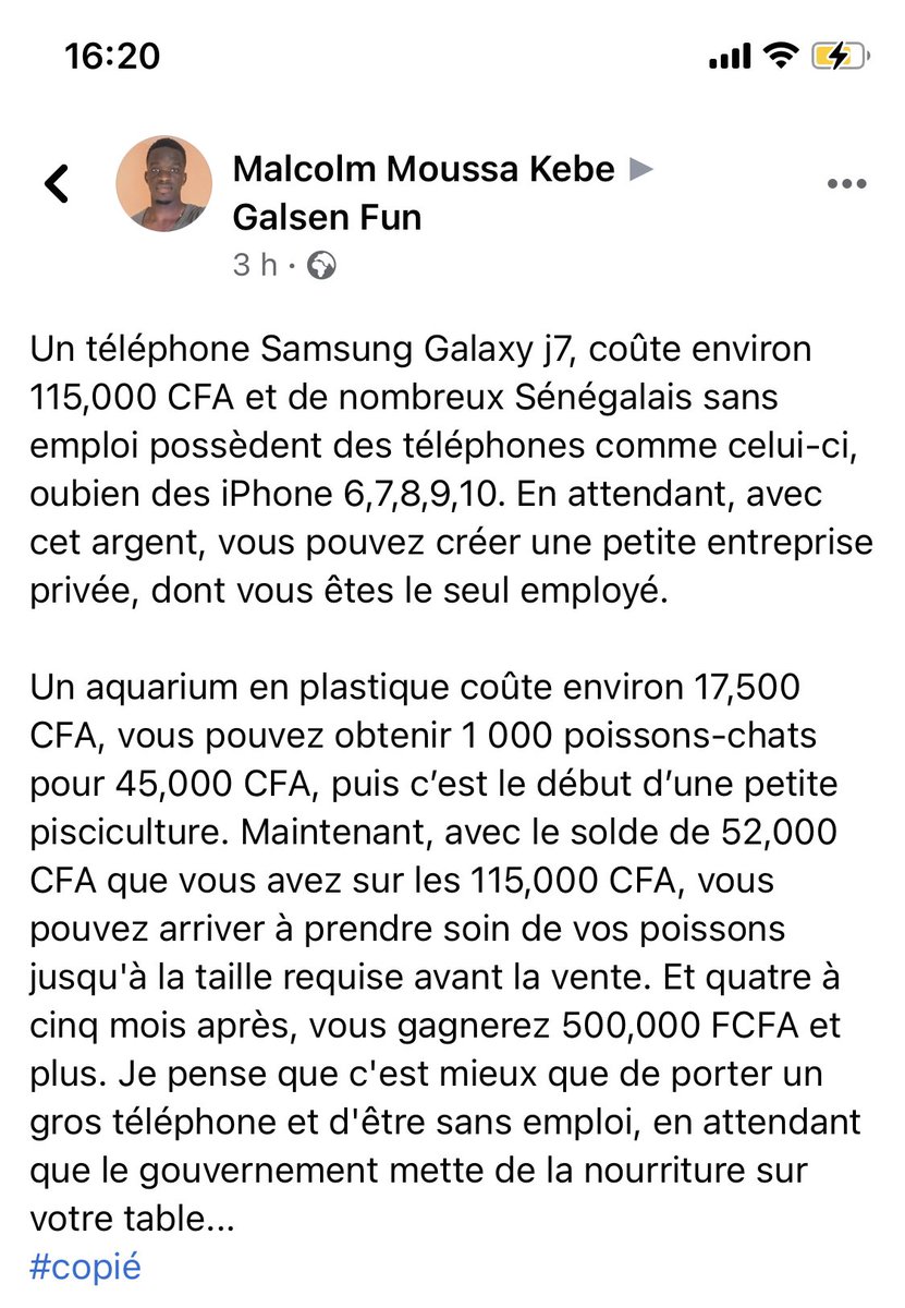 mouhammadciss's tweet photo. Une idée business par ici ! #kebetu https://t.co/Do4ClG4YuY