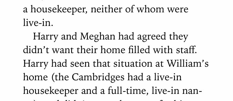 Jabs at how William & Kate live. Despite the fact the sussexes actually ending up having a full time nanny and a housekeeper.