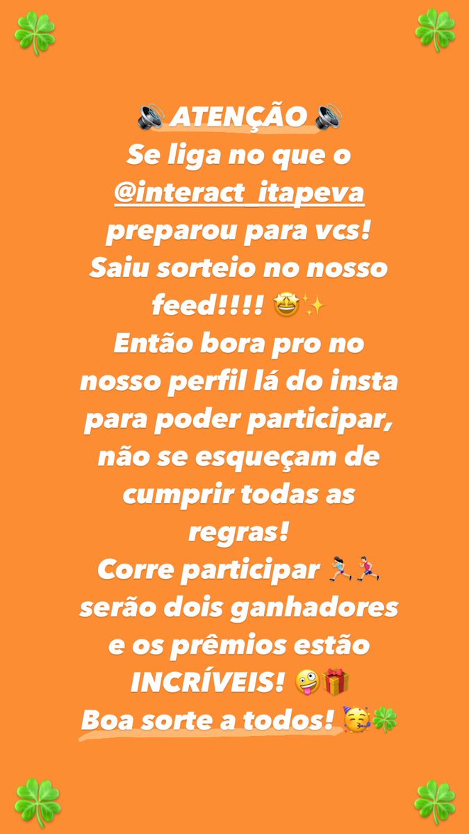 InteractItapeva's tweet photo. Corre lá no nosso insta!!! 🤩🥳😁🍀 https://t.co/bQB8OAUarq