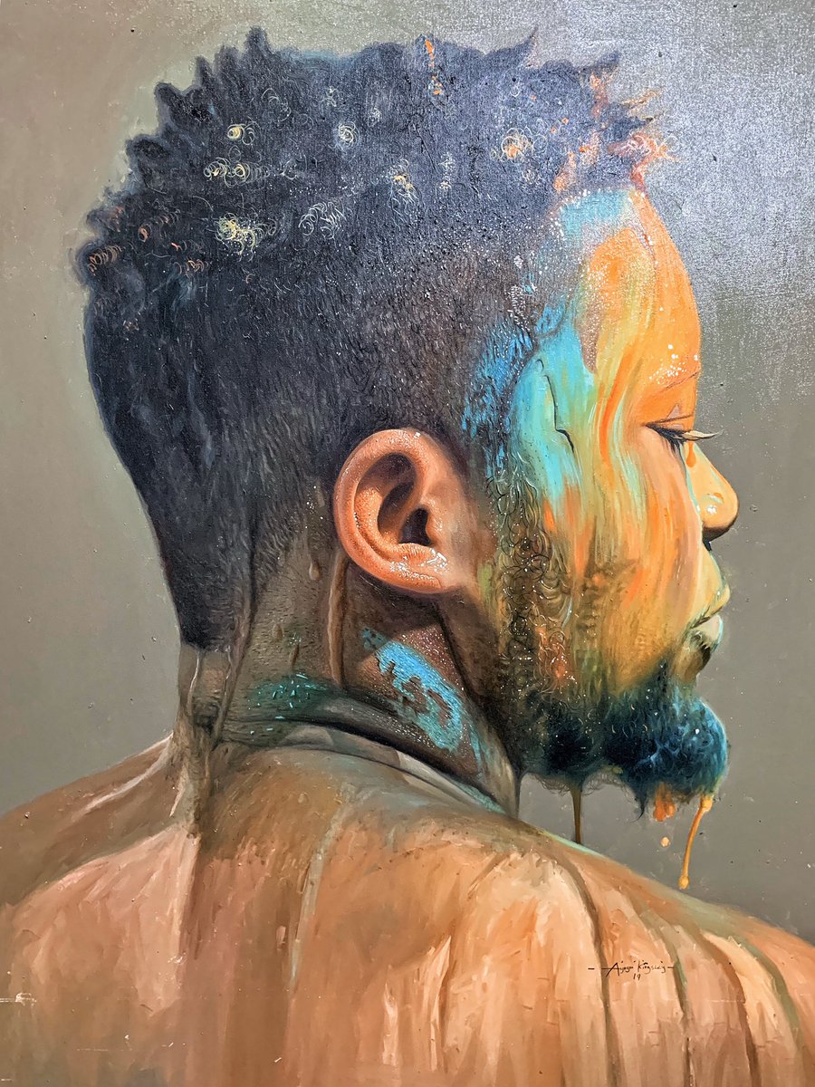 ayoguofficial's tweet photo. My name is Ayogu Kingsley. I’m a painter. Here’s my painting “ Rainbow man”  it’s not a photo. RT 🙏🏼 https://t.co/0xWEuhGvbD