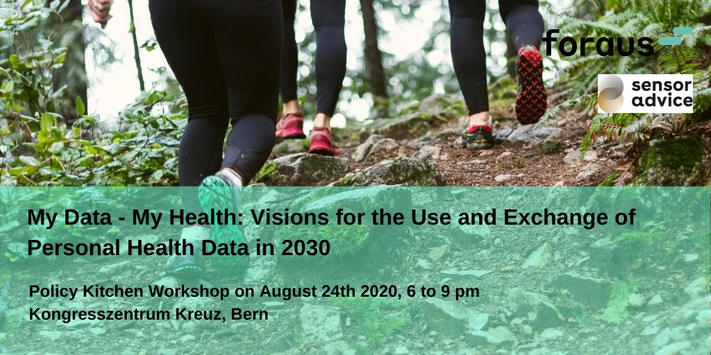 Ever wondered who counts your 10’000 steps? Envision the future of #HealthDataGovernance with <a href="/schmid_ehealth/">Adrian Schmid</a> from <a href="/eHealthSuisse/">eHealth Suisse</a> &amp; Kerstin Denecke from <a href="/bfh_hesb/">Berner Fachhochschule</a> during our #MyDataMyHealth Policy Kitchen workshop in Bern➡️ bit.ly/3h6m9ZI (No previous knowledge required)