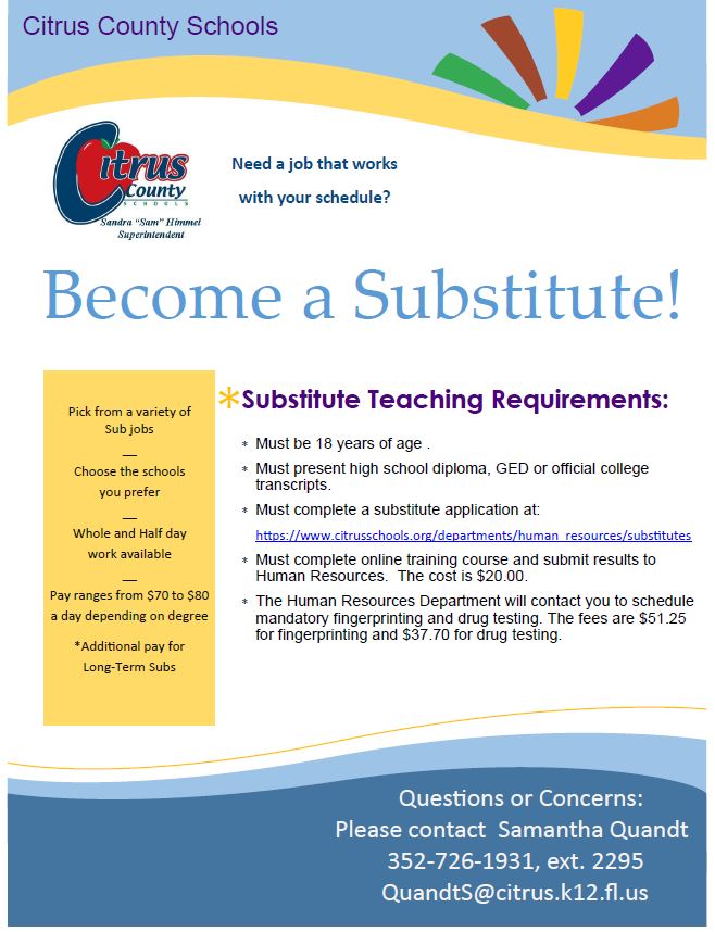 Accepting Applications NOW!🍎Become a Substitute!