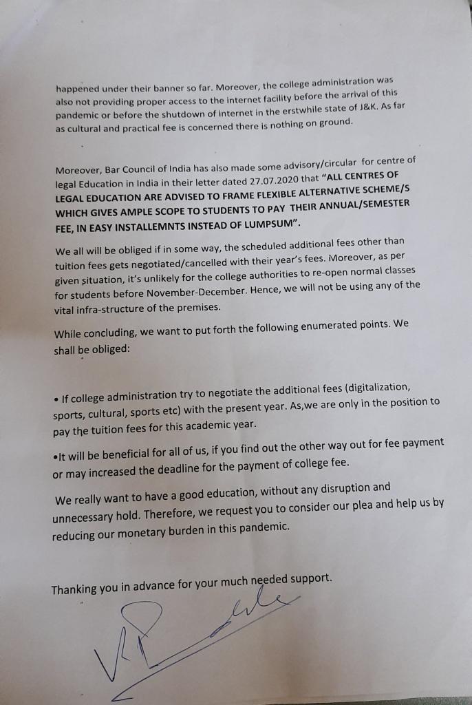 KASHIF___03's tweet photo. @manojsinha_  Sir, 
This is to bring to your kind notice that the students of KC Law College,Jammu are protesting outside the @UniversityJammu from last 1 week over the regular hike in the fees by the college administration as they are demanding ₹40,000 fees from each individual https://t.co/SZydKTq1Sg