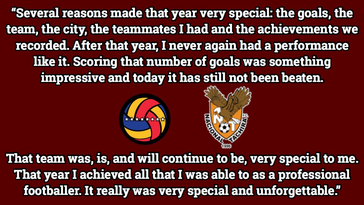 Another highlight of Garcia's career was the 2001/02 season. That year, he scored 34 goals, his highest return, & it was the only season in which he won both the league and the honour of top scorer. Garcia: That season with Nacional Tachira was very special.More below (7/17)