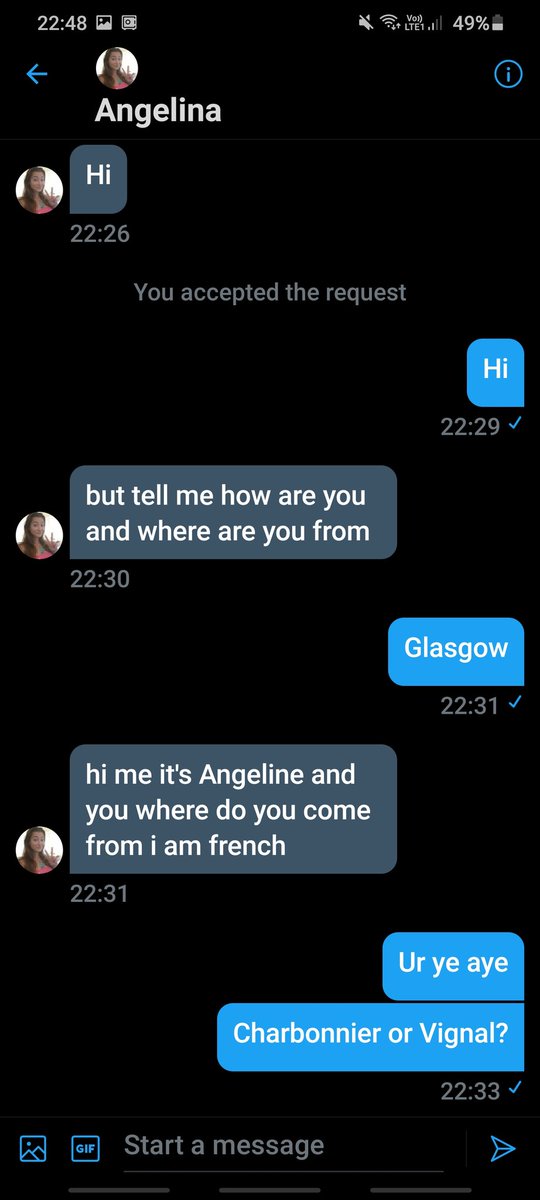 newcogawaJ's tweet photo. Fuck sake 1 funny tweet in 8 year and ive got some French burd in my DMs https://t.co/kwNhCeeXxS