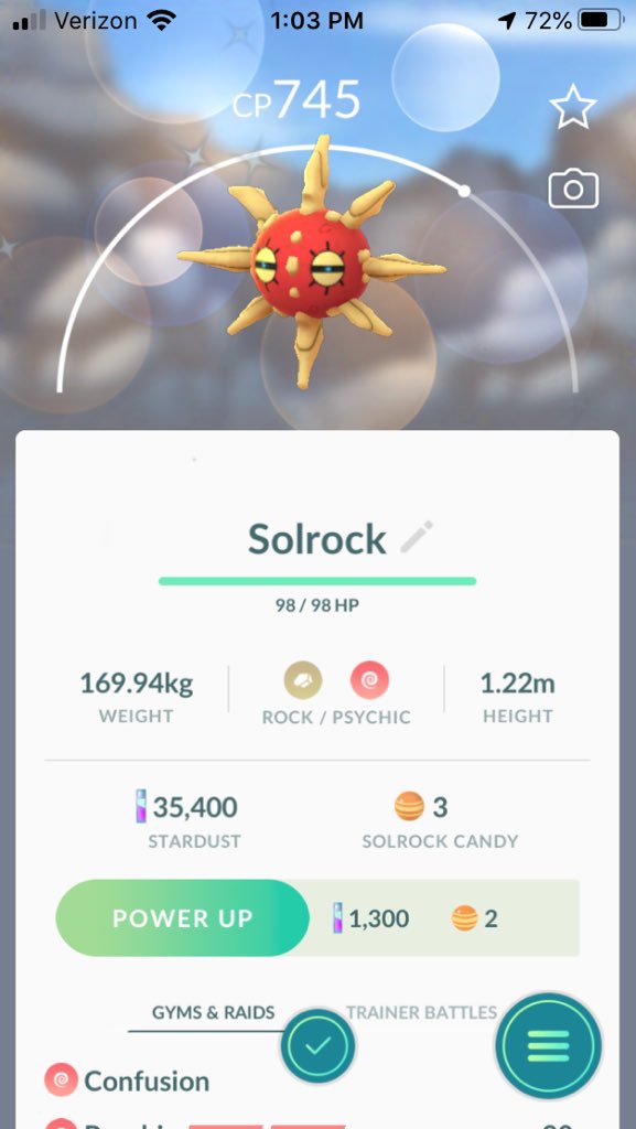 SpiderStaryu's tweet photo. Annnd I found a shiny Solrock as well as ANOTHER shiny Baltoy and shiny Beldum! I found the Solrock and Baltoy on family members accounts. I still have to trade my shiny Solrock. Shiny Solrock is 🔥☀️🔥 #pokemongo #shinypokemon #solrock #baltoy #beldum #pokemon #enigmaweek (3/5) https://t.co/Y6XgIiAAiF