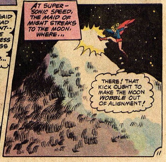 Did you know one time Kara kicked the moon in order to change its orbit?It was on The Superman Family #204, featuring the one and only June Moone, the Enchantress! C'mere, I'll walk you through it.  #Supergirl  