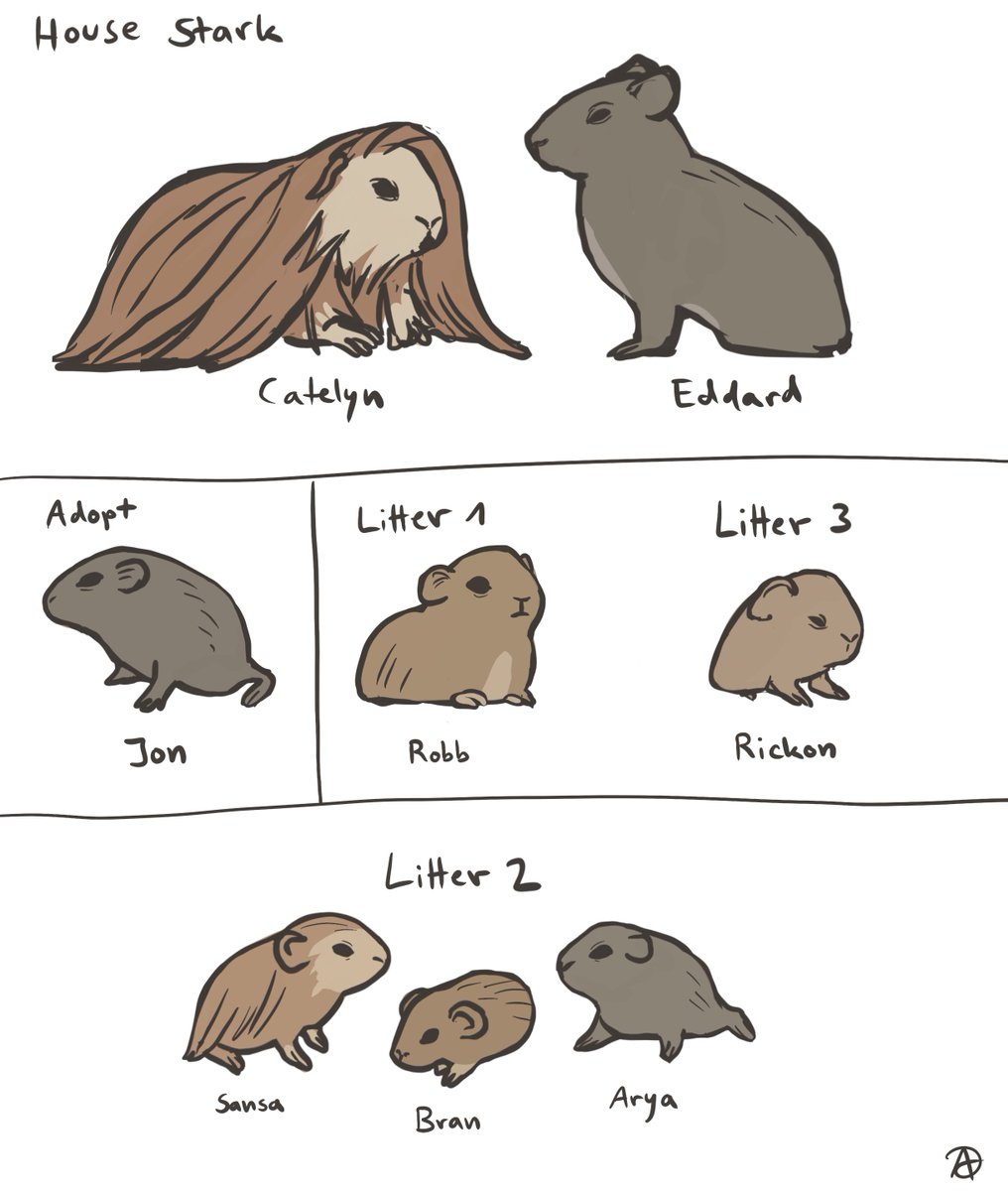 amueliart's tweet photo. #ASOIAF guinea pigs AU... house stark, brienne and jaime, stannis and roose https://t.co/7pXozJadsc