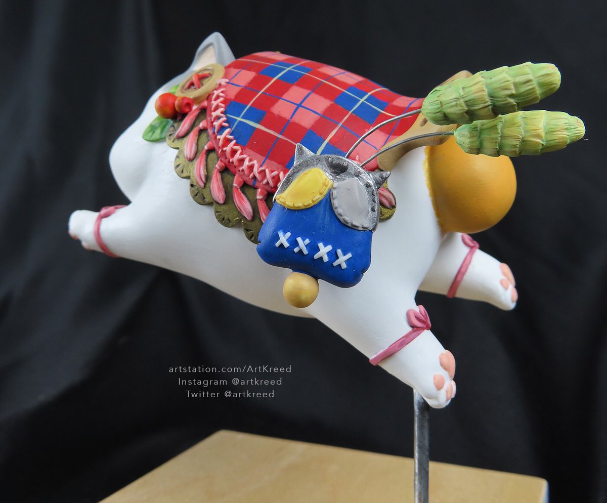 Artkreed's tweet photo. Clay sculpture of the Fat Cat mount from #ffxiv! Sidenote: the new patch was amazing... #fatcat #art #clay #fanart @FF_XIV_EN https://t.co/U1YJMmzY71
