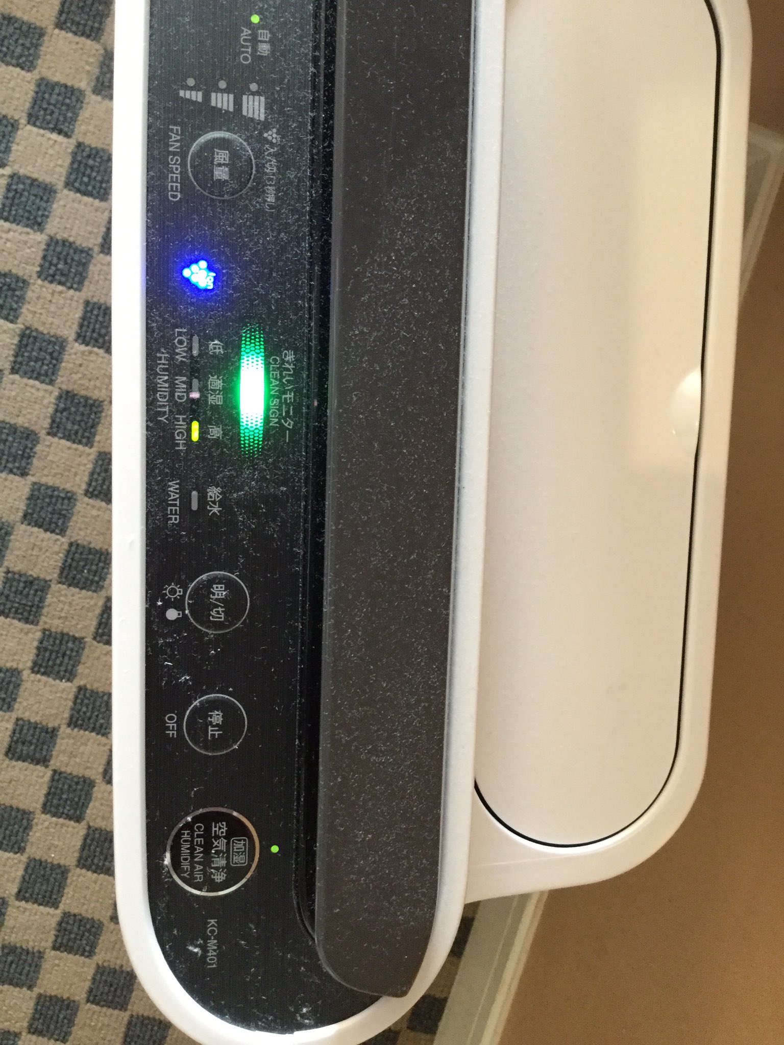 Juju 某所ホテルで 空気清浄機のボタンが埃だらけで 気持ち悪くて右半分だけアルコールで拭いたんだけど 朝になったらまた薄ら 埃が これって部屋の中がそもそも埃っぽいってことなのか プラズマクラスターがそういうものなのか 明 切ボタンから右を拭い