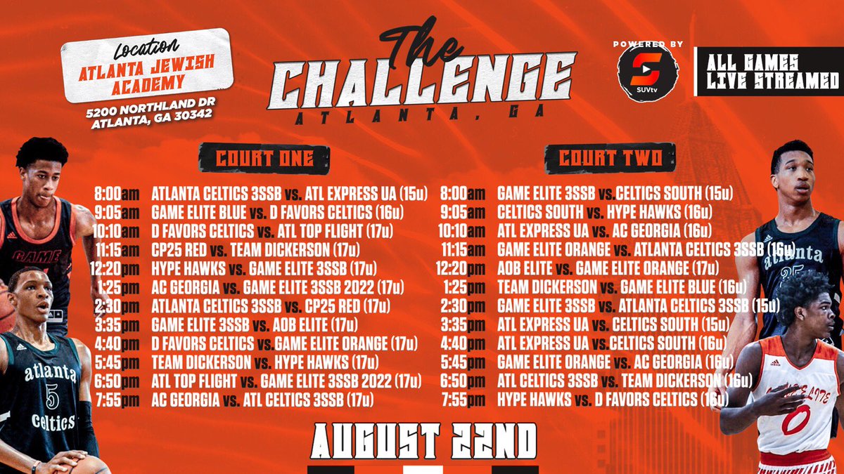 gameeliteatl's tweet photo. 🔥🔥Showcase Alert🔥🔥 this Saturday Aug 22nd starting at 8am. Come out &amp; see the Top Players &amp; Teams in Ga w some Florida&amp;Alabama sprinkled in there! Atlanta Jewish Academy 🏀🏀🔥🔥💯💯 #thechallenge #3ssb #weballin https://t.co/uNZebIlUq7
