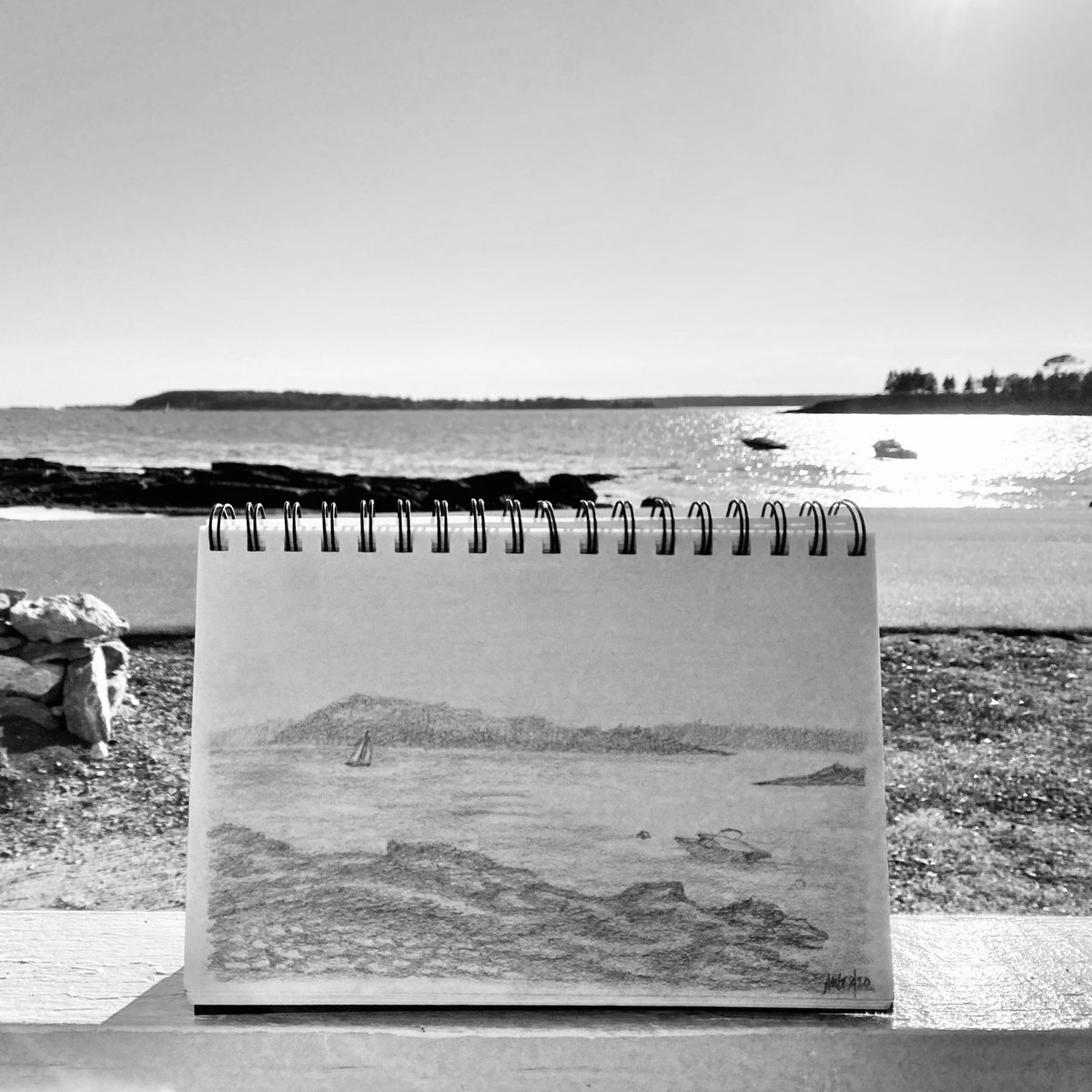 MonaLisaLvsHeah's tweet photo. My view for the rest of the week. Very happy to be back in Maine.
#summerstudio #outdoorsketching https://t.co/zuuyD2b6ce