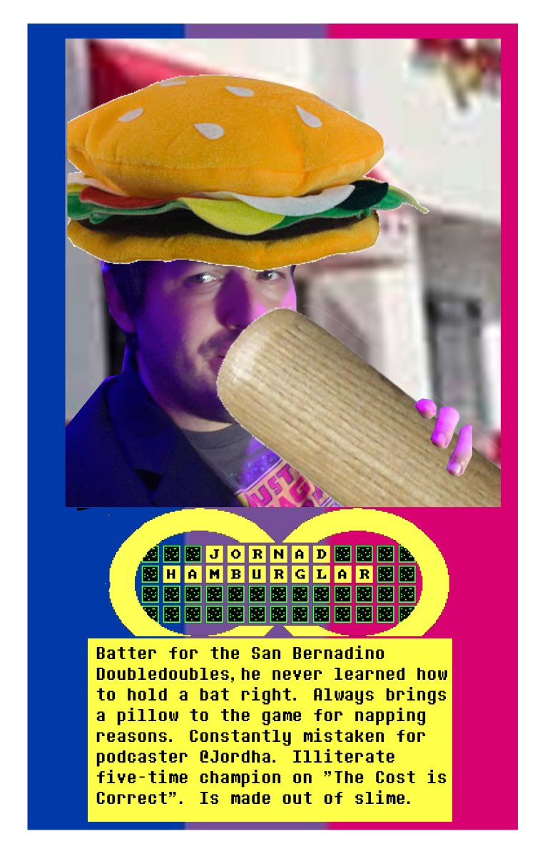 check out this card depicting the beloved failed clone of <a href="/jordha/">Jordan Hass</a>! they were incinerated in March but their legacy lives on in the hearts and minds of illiterate fans of spelling game shows everywhere!