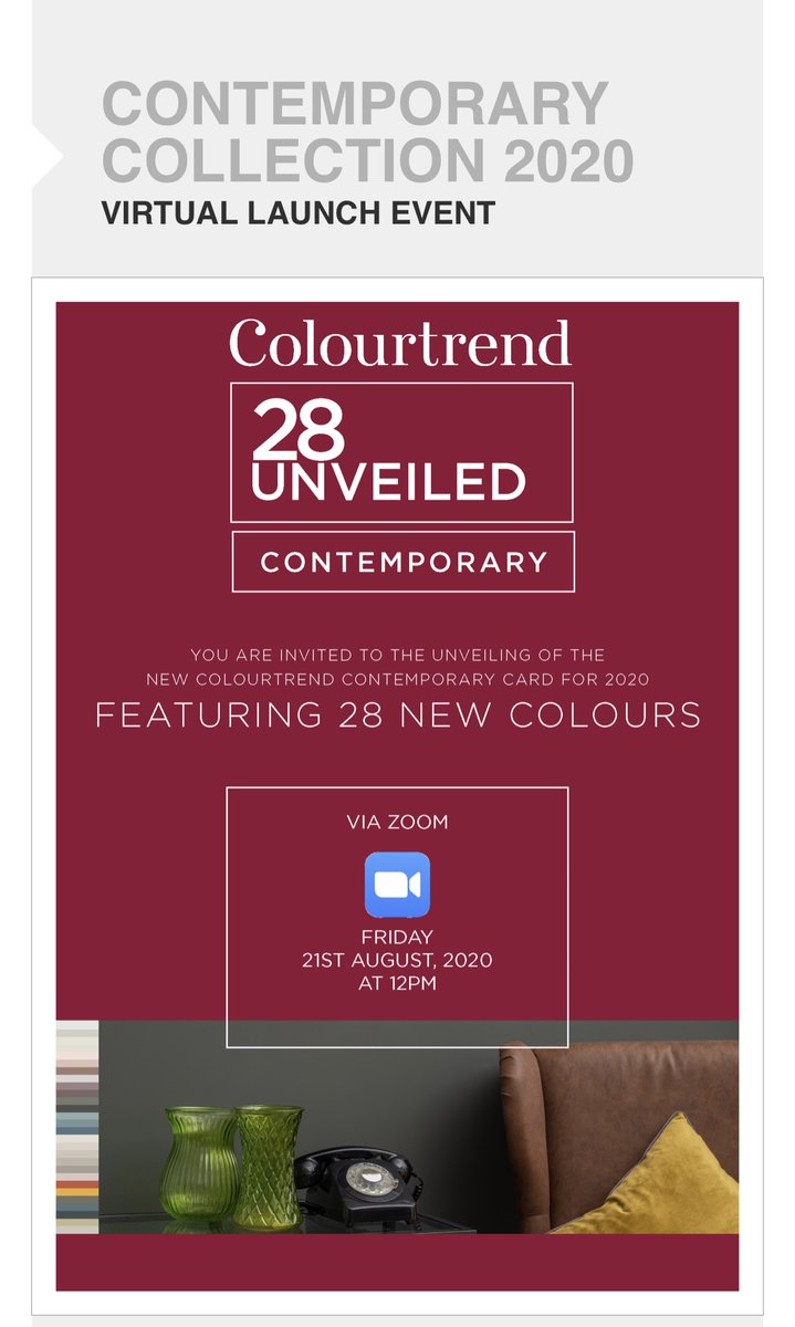 Colourtrend invite you to the virtual launch of the 2020 Contemporary Collection.Launch is 12pm on July 21.
Register in advance for this webinar:
us02web.zoom.us/webinar/regist…