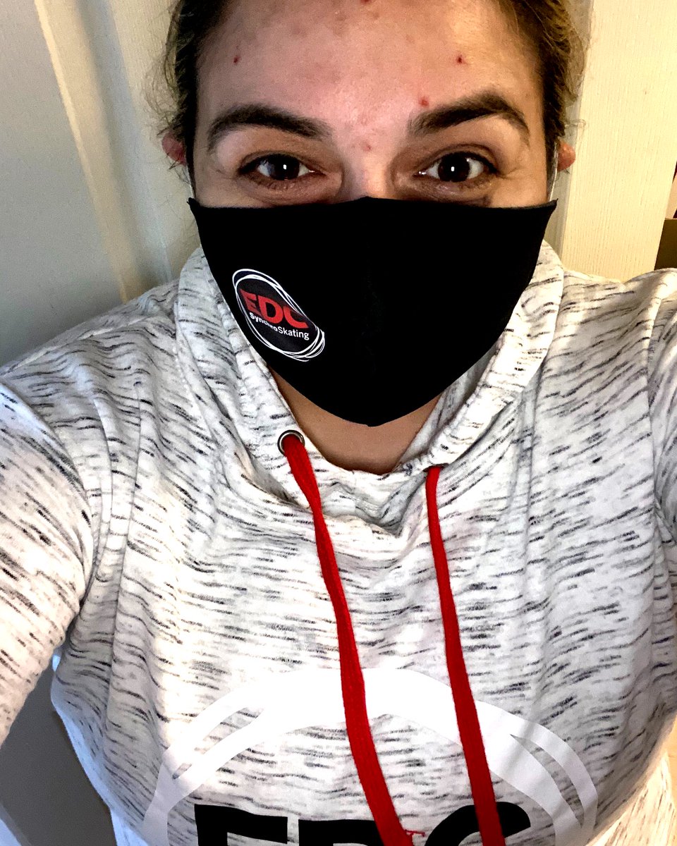 It's #MaskMonday! For the next several weeks, we'll be sharing photos of our skaters showing off their masks to remind us to always #wearyourmask. Longtime member Victoria Lieras is showing off her new #EDC mask and hoodie! 
• • •
#adultfigureskating #EDCM #EDCA #covid19
