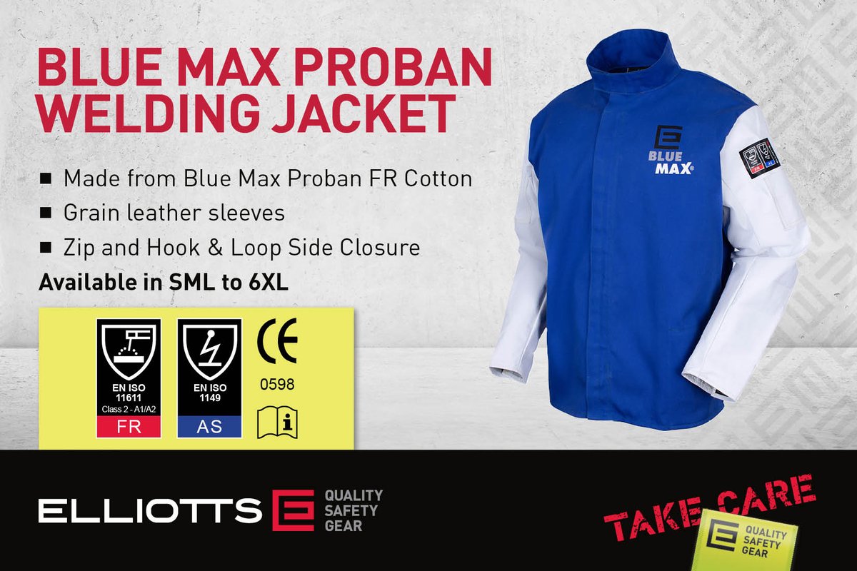 ElliottsSafety's tweet photo. Elliotts Blue Max® Proban® Welders Jacket is made from a combination of Proban® and grain leather. The addition of grain leather sleeves offers extra durability. All seams are sewn with heat resistant Aramid thread for extra durability.
https://t.co/KXyFNqrMmC https://t.co/0O3Q1p3q8N