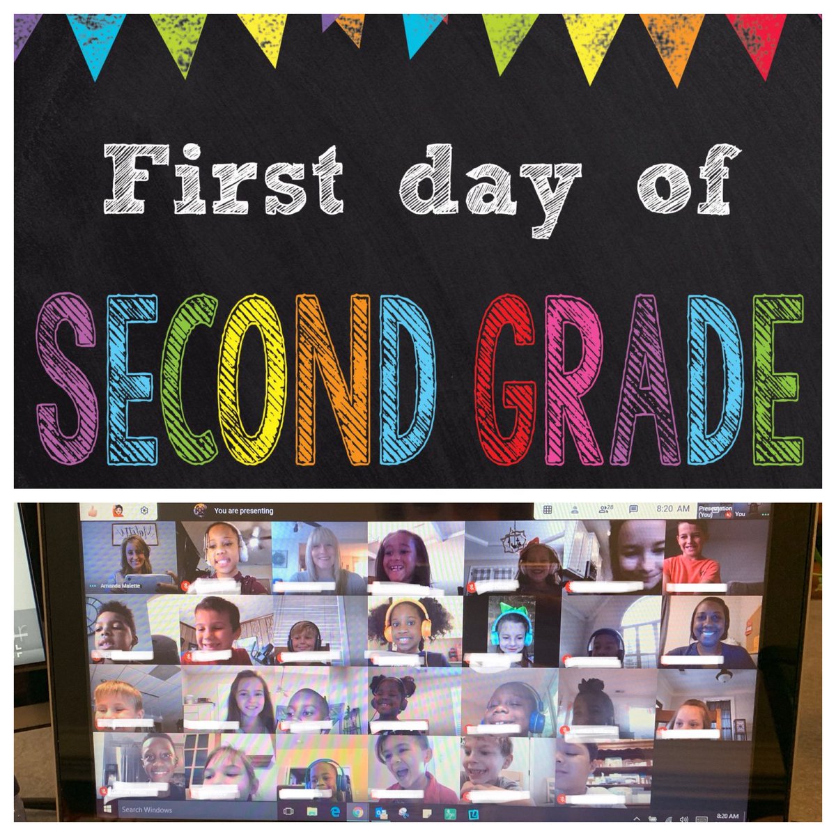malette_amanda's tweet photo. It may not be our typical “first day of school” picture, but they are just as cute as ever!  It was a wonderful day back with these Munchkins! #WeAreReadyHenry #HCS1stDay #eastlakestrong https://t.co/8re4lLSsYj