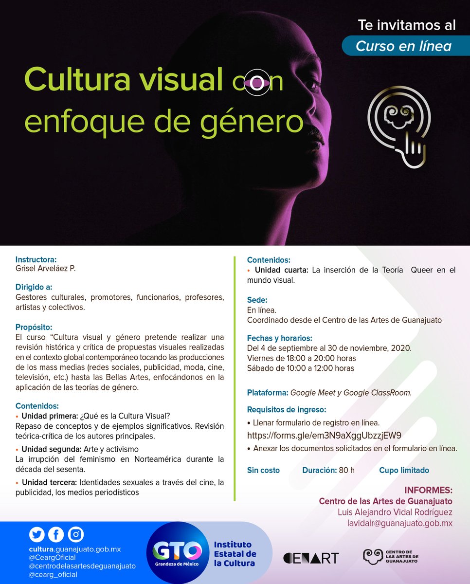 CeargOficial's tweet photo. Cultura visual con enfoque de género
#TallerEnLínea
Sin costo | Cupo limitado
En compañia de Grisel Arveláez P.
Llenar solicitud de registro
https://t.co/irAbY6L4h9
Link disponible, inscripciones abiertas
#Activismo #Televisión #Cine #RedesSociales
#IEC #CENART #CEARG https://t.co/o41iRsLyVR