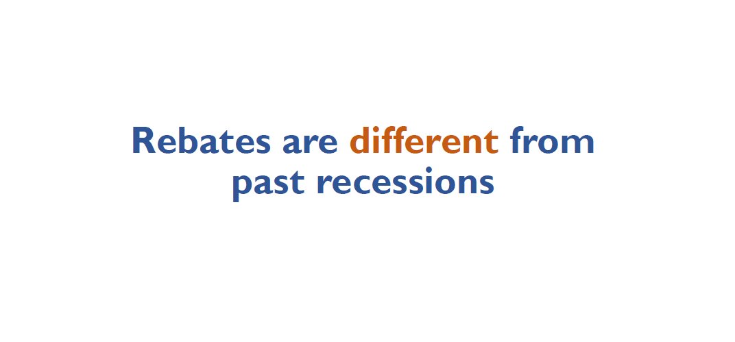 MUST KNOW THY POLICY ... rebates are different (BETTER!!) than in 2008 or 2001. PS I did not sleep until the CARES Act passed in the middle of the night. good stuff. on rebates: BIGGER MONEY, out FASTER, MORE PEOPLE got one