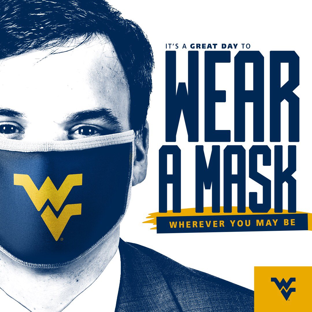 WVUfootball's tweet photo. Mask up, Mountaineer Nation!

#FaceMasks4FallSports  | #HailWV https://t.co/giuTKMPq2D