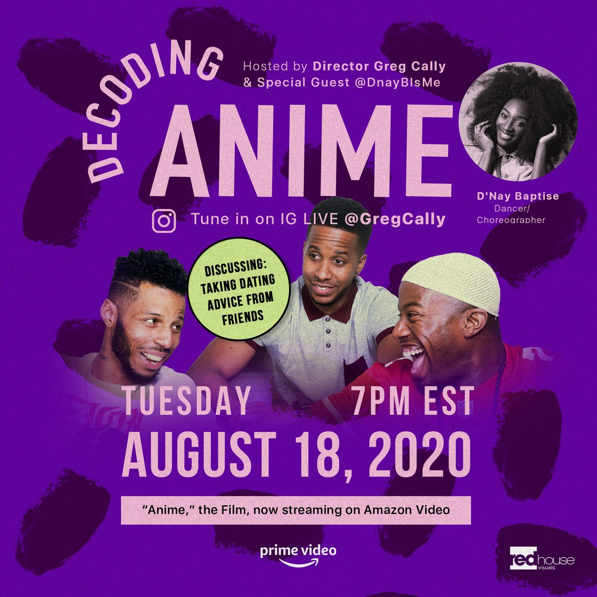 GregCally's tweet photo. π€Fresh off of dancing/choreographing in Beyonce's "Black Is King," βπΎπ I got @Dnaybisme joining me on my live for Ep.2 of Decoding Anime! π£οΈ Episode 1 available on my IGTV now #AnimeTheFilm #DecodingAnime #DatingAdvice #InstagramLive #RelationshipTalk https://t.co/ahV3Ca8P8k https://t.co/1b3KsilR5n
