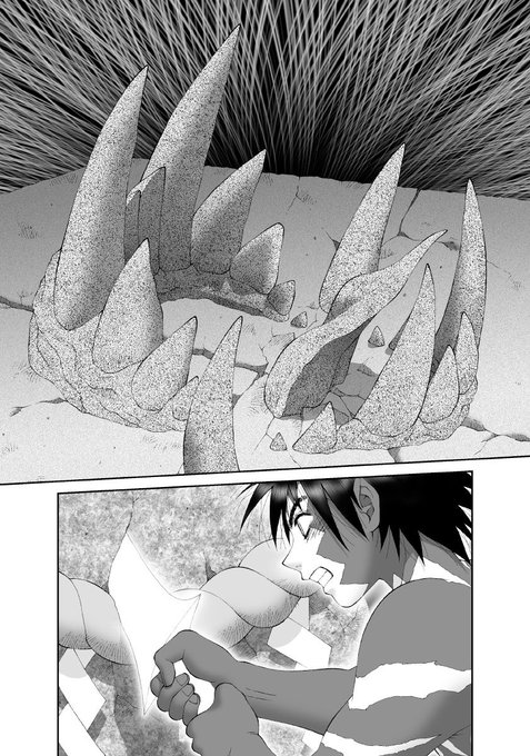 オイラの単行本「かごめかごめ」から
台詞フキダシ擬音無し絵その,59
ほとんどのページに悪あがき修正をしています

一回作ってしまえば後は使い放題なのですが、背景などに使ってる効果線はむちゃくちゃ手間と時間が掛かってたりします_φ(T△T;)
それを大きさ別に何パターンも作っています(^^;; 