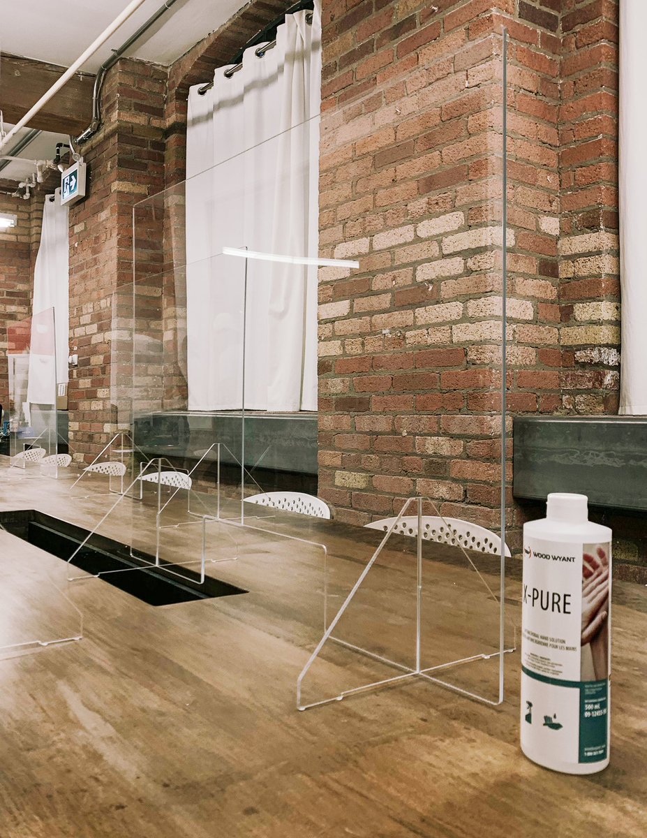 bygoodgorilla's tweet photo. We have things in place so we can see (the top half of) your faces again😷 Space reconfigurations, face coverings, sneeze guards, hand sanitizers, antimicrobial filters are implemented as part of our approach towards re-opening. See you soon! NO TOUCHY AIR-FIVE ✋! https://t.co/ZZ78rIaheg