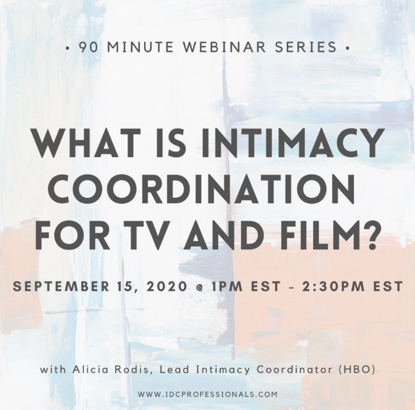 IDCProfessiona1's tweet photo. New 90 minute webinars!
Early registration is currently open to all Individuals of the Black, Indigenous and POC community. Open registration will become available on August 20th at 1am EST. 

#raisethebar #intimacydirection #intimacycoordination #film #theatre #NYC #LA #Chicago https://t.co/kdMQWToSrk