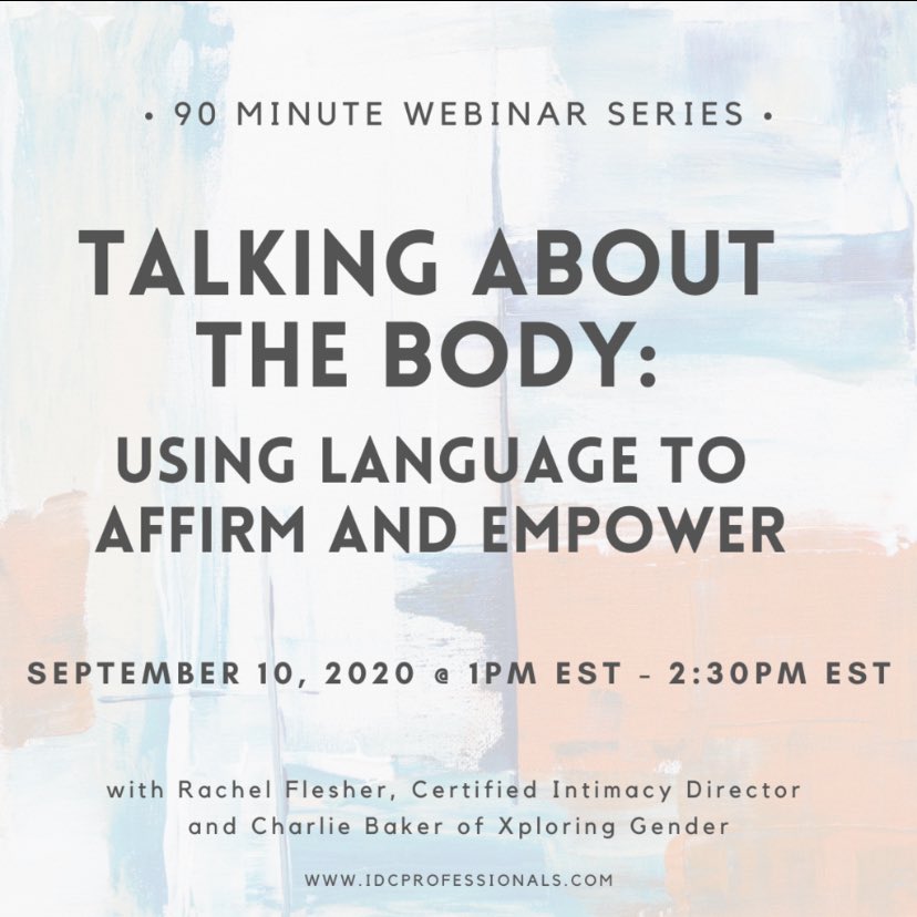 IDCProfessiona1's tweet photo. New 90 minute webinars!
Early registration is currently open to all Individuals of the Black, Indigenous and POC community. Open registration will become available on August 20th at 1am EST. 

#raisethebar #intimacydirection #intimacycoordination #film #theatre #NYC #LA #Chicago https://t.co/kdMQWToSrk